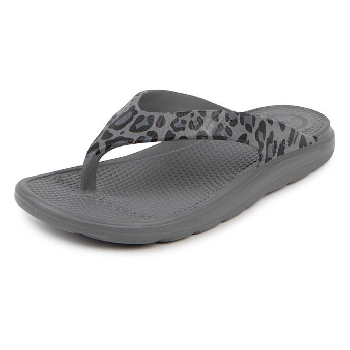 totes® SOLBOUNCE  Ladies Toe Post Grey Leopard Extra Image 2